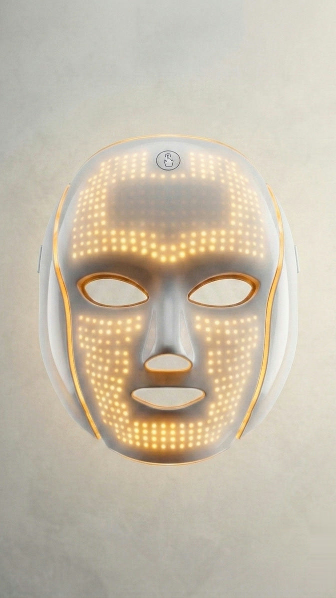 Mascarilla LED Lumeska en modo Amarillo — calidez