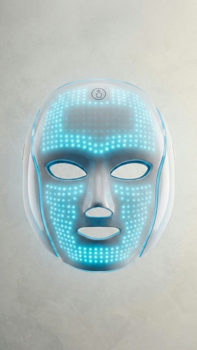 Mascarilla LED Lumeska en modo Celeste — frescor