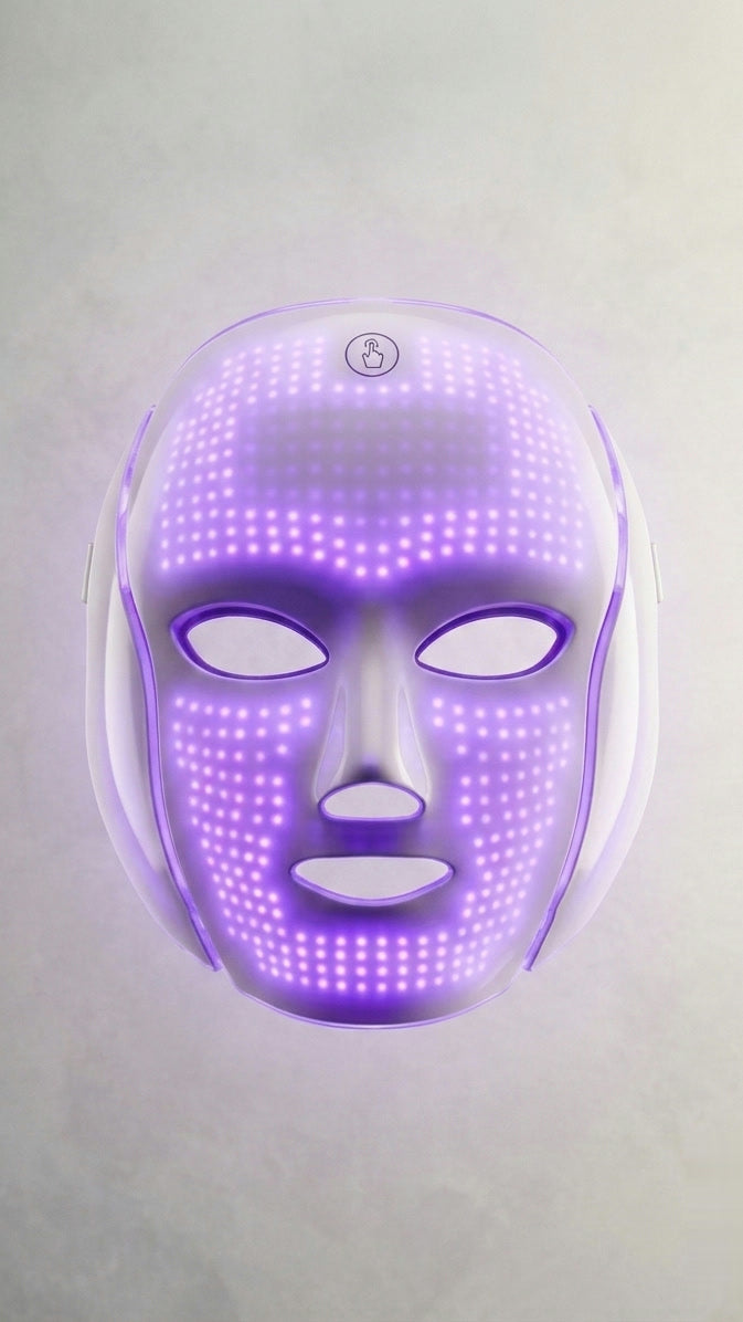 Mascarilla LED Lumeska en modo Morado — restauración profunda